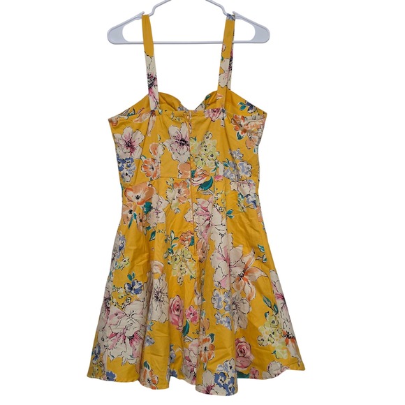 Bailey Blue Yellow Floral Fit Flare Sundress XL Fairycore Cottagecore Whimsical - Picture 3 of 11